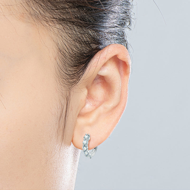 Women's Round Cut Silver Moissanite Stud Earrings – Gifts for Her — 1