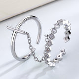 One Piece Geometric Double Ring Female Diamond Cross – Gifts for Her — 7