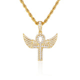 Zircon - Encrusted Angel Wing Cross Pendant – Jewelry Gift Ideas — 3