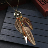 Long Feather Hand Knitted Tassel Sweater Necklace – Jewelry Gift Ideas — 6