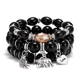 Elephant Love Wings Natural Stone Bracelet Set – Jewelry Gift Ideas — 4