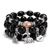 Elephant Love Wings Natural Stone Bracelet Set – Jewelry Gift Ideas — 4