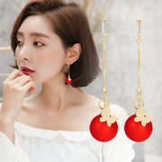 Short Festive Red Pearl Frosted Bead Earrings – Stylish Gifts — 11