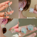 Silver Needle Flower Butterfly Resin Stud Earrings – Stylish Gifts — 7