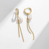 Freshwater Pearl Ear Button Long Tassels Fashion – Stylish Gifts — 3