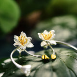 Elegant And Refined Lotus Sterling Silver Earrings – Birthday Gifts — 2