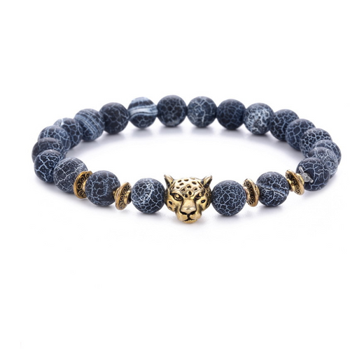 Agate Alloy Leopard head beaded bracelet – Jewelry Gift Ideas — 1