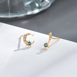 Star Moon Mini S925 Silver Gold Plated Natural Topaz Stud – Gift Ideas — 6