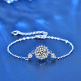 Women's Sterling Silver Sunflower Couple Bracelet – Jewelry Gift Ideas — 1