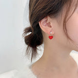 S925 Silver Needle New Year Red Peach Heart Earrings – Useful Gifts — 6