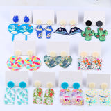 Women's Vintage Color Clash Embossed Acrylic Earrings – Gifts for Her — 1
