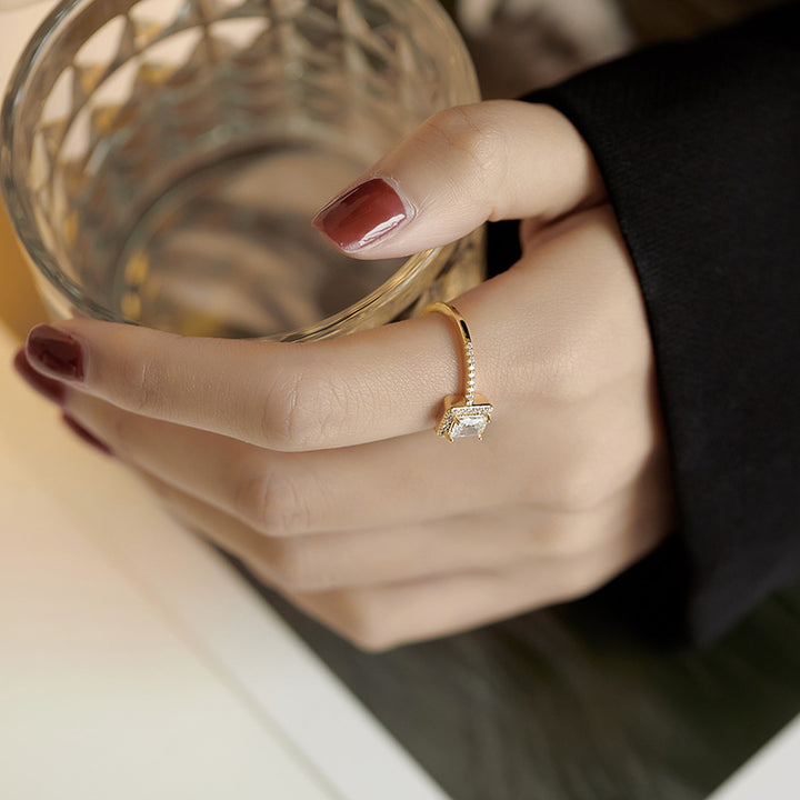 Small Square Ring Square Ring Opening Adjustable – Jewelry Gift Ideas — 1