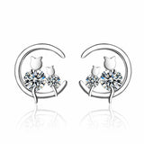 Women's Sweet Single Diamond Cat Ear Studs – Gifts for Her — 2