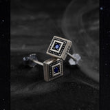 Men's Retro Square Blue Zircon Earrings – Gifts for Him — 7