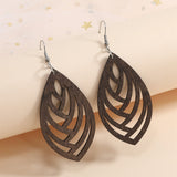 Hollow Geometry Wood Earrings Eardrop Personality – Birthday Gifts — 1