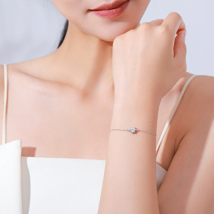 S925 Sterling Silver Six-claw Single Diamond – Jewelry Gift Ideas — 1