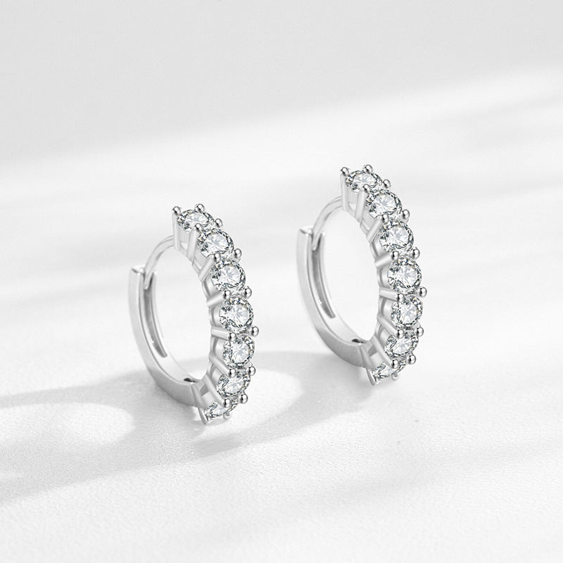 S925 Sterling Silver Circle Full Diamond Earrings – Stylish Gifts — 1