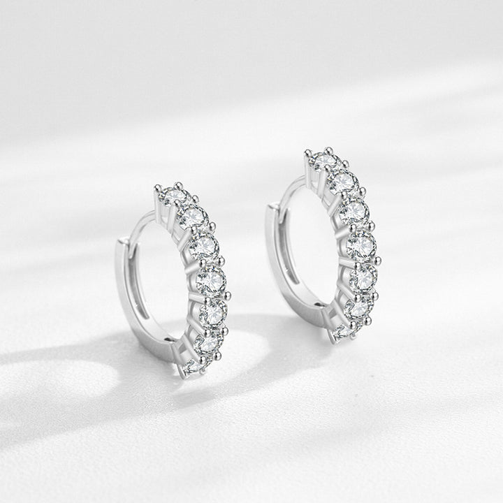 S925 Sterling Silver Circle Full Diamond Earrings – Stylish Gifts — 1
