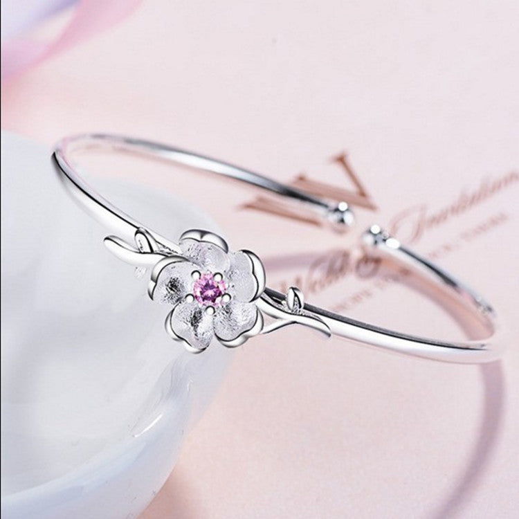 Crstal Flower Leaf Cuff Bracelet – Jewelry Gift Ideas — 1