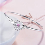 Crstal Flower Leaf Cuff Bracelet – Jewelry Gift Ideas — 1