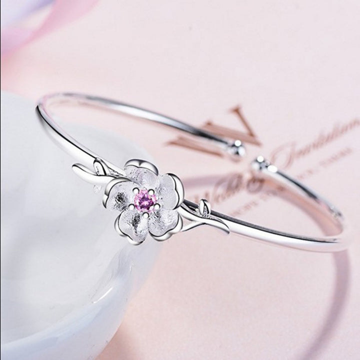 Crstal Flower Leaf Cuff Bracelet – Jewelry Gift Ideas — 1