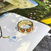 Sweet Love Contrast Oil Dropping Plain Ring – Gifts for Couples — 3