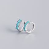 Women's Inlaid Cubic Zirconia Sterling Silver Stud – Gifts for Her — 10