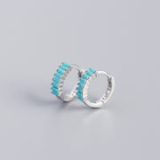 Women's Inlaid Cubic Zirconia Sterling Silver Stud – Gifts for Her — 10