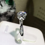 White Gold Faux Moissanite Ring With Four Prongs – Practical Gifts — 3