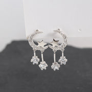 Pentagram Moon with Zircon Earrings – Everyday Gifts — 7