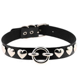 Women's Bar Hip-hop Heart Rivet Round Ring Leather – Gifts for Her — 8