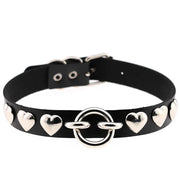 Women's Bar Hip-hop Heart Rivet Round Ring Leather – Gifts for Her — 8