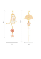S925 Silver Needle Earrings Japanese Cat Fan – Cat Lover Gifts — 3