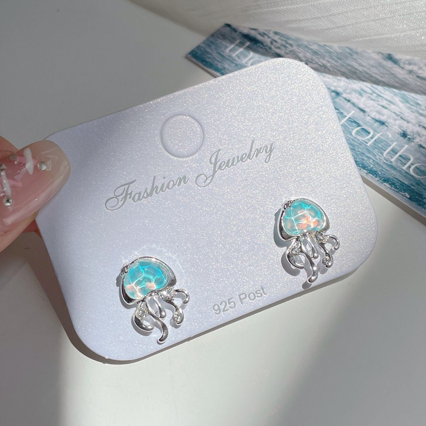 Clear Ocean Jellyfish Earrings Female Silver Needle – Gifts for Her — 1