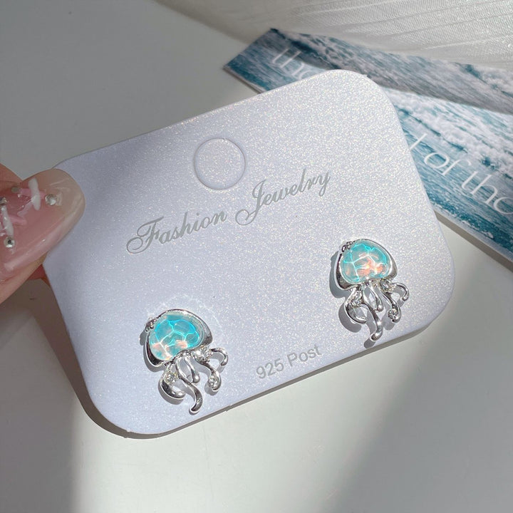 Clear Ocean Jellyfish Earrings Female Silver Needle – Gifts for Her — 1