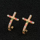 Cross colored zircon earrings – Thoughtful Gifts — 7