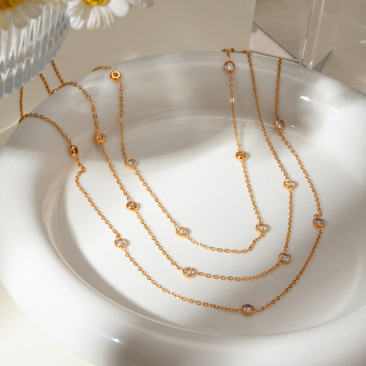 18K Gold Stainless Steel Three-layer Necklace – Jewelry Gift Ideas — 1