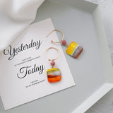 Geometric square colored striped square earrings – Practical Gifts — 3
