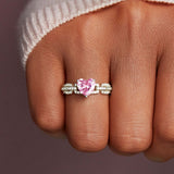 Heart Link S925 Silver Fashion Peach Heart Zircon Ring – Stylish Gifts — 4