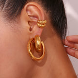 Square Line Hollow C- Shaped Ear Ring Stainless – Practical Gifts — 9
