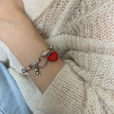 Fashion Strawberry Crystal Bear English Tag Bracelet – Stylish Gifts — 3