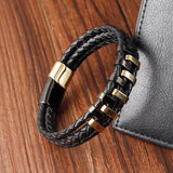 Stainless Steel Leather Woven Bracelet – Jewelry Gift Ideas — 3
