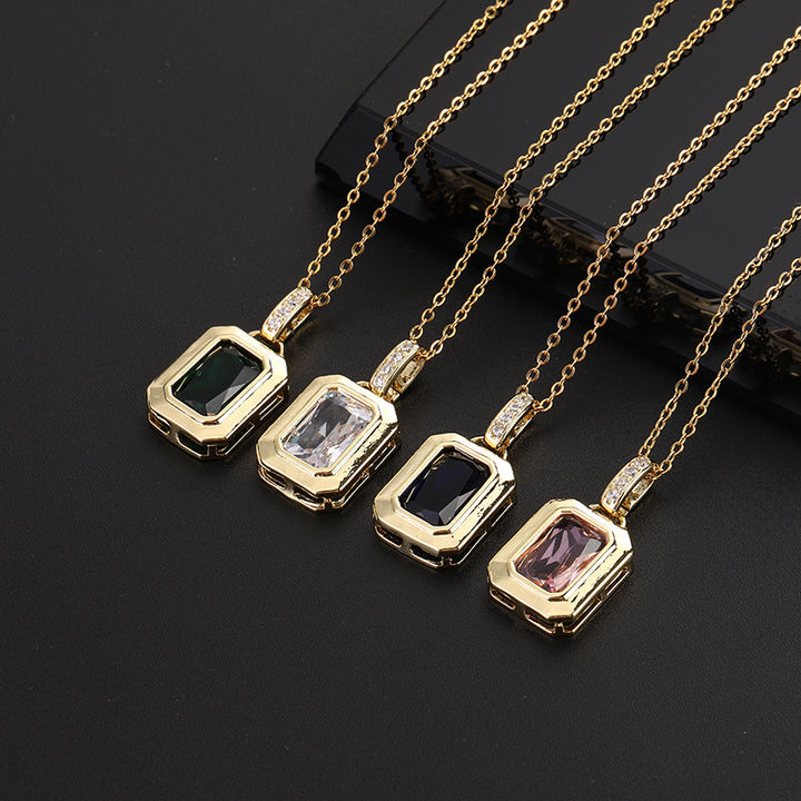 RETRO Geometric Color Zircon Necklace – Jewelry Gift Ideas — 1