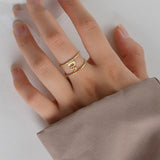 French Niche Design Double Line Pattern Opening Ring – Everyday Gifts — 1
