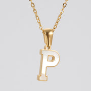 18K Gold Shell Stainless Steel Letter Pendant – Jewelry Gift Ideas — 19
