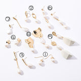 Vintage geometric metal pearl asymmetric earrings – Surprise Gifts — 10