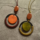 Circle leather rope wooden pendant – Jewelry Gift Ideas — 5