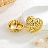 Woven Heart-shaped Pearl Stainless Steel Earrings – Practical Gifts — 4