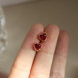 Sterling Silver Peach Heart Love Stud Earrings Red – Gifts for Couples — 2