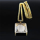 Retro Square Stainless Steel Gold Medal Necklace – Jewelry Gift Ideas — 6
